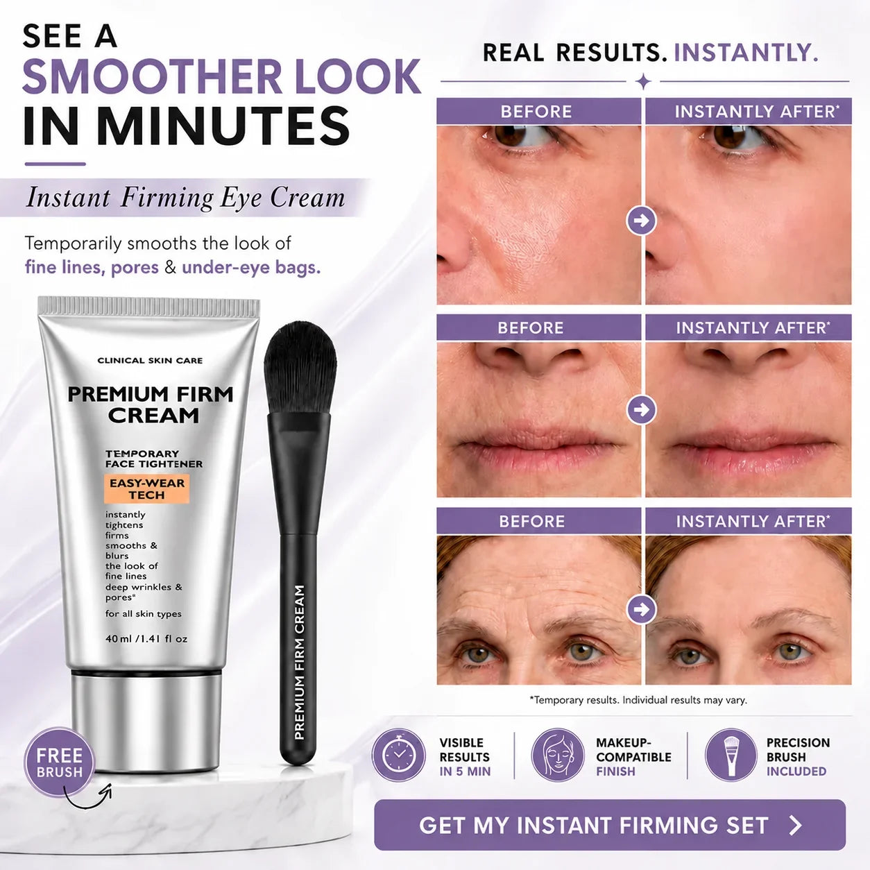 Instant Firming Temporary Face Tightener Easy-Wear Formula