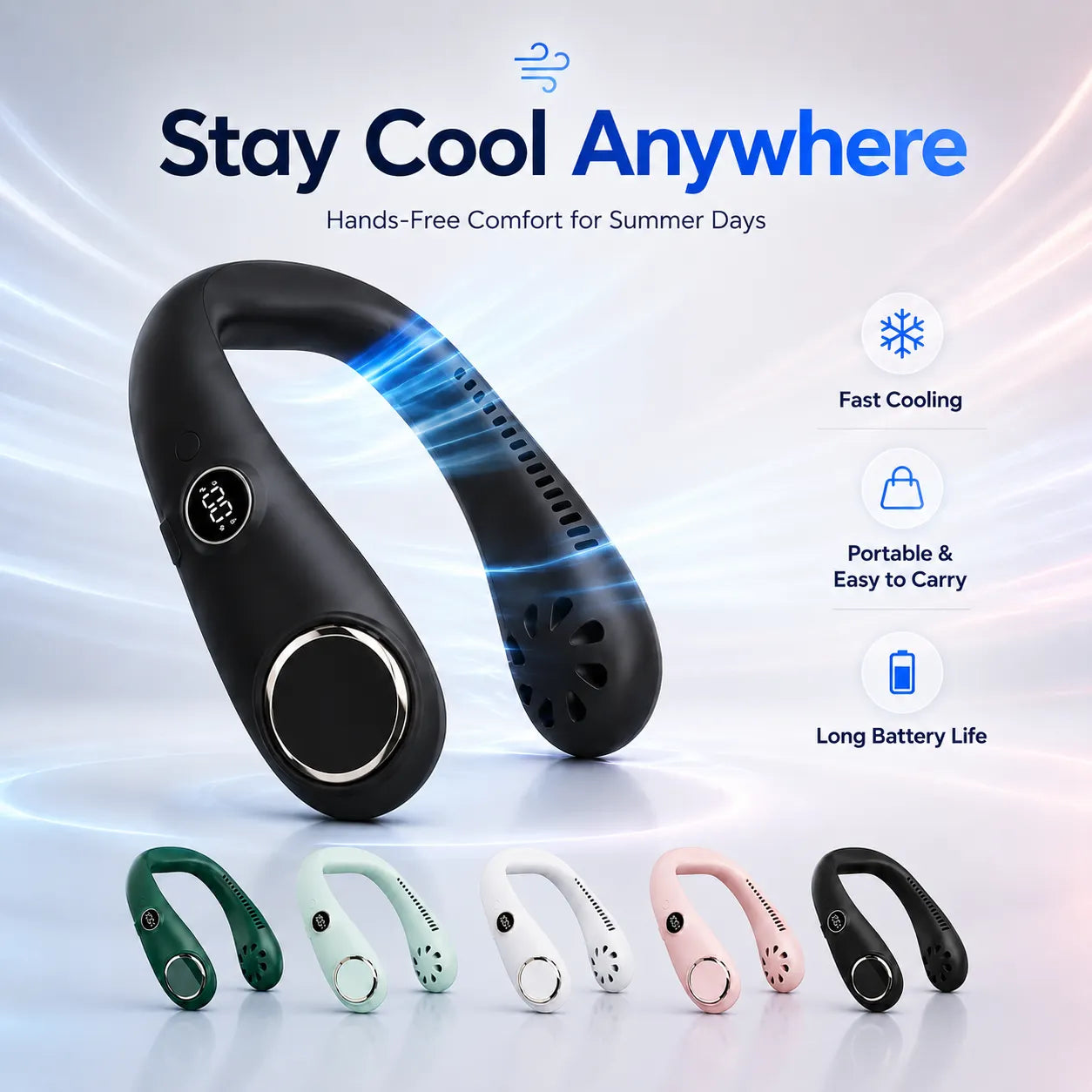 🔥 49% OFF 🍃Portable Neck Fan – Hands-Free Cooling for Hot Summer Days