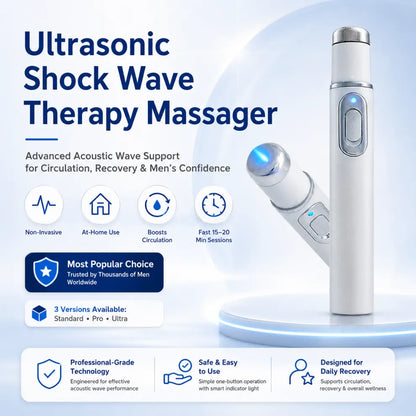 Advanced Acoustic Shockwave Therapy restores penile tissue health to enhance rise rigidity, stamina, and male performance confidence, relieving muscle pain, joint stiffness, tendon discomfort