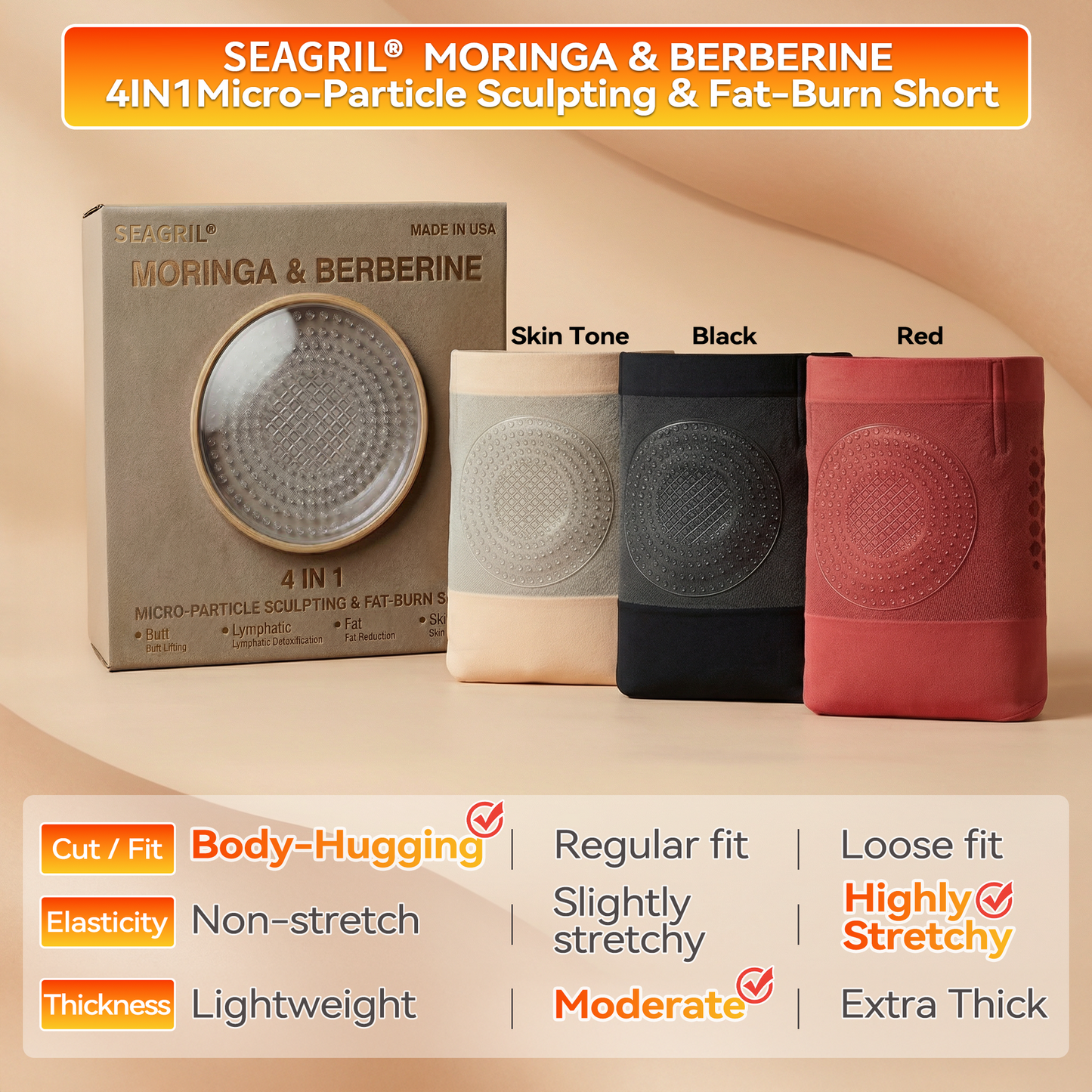 🏆Official Brand Store | SEAGRIL® Moringa & Berberine 4-In-1 Fat-Burn Sculpting Shorts🎁
